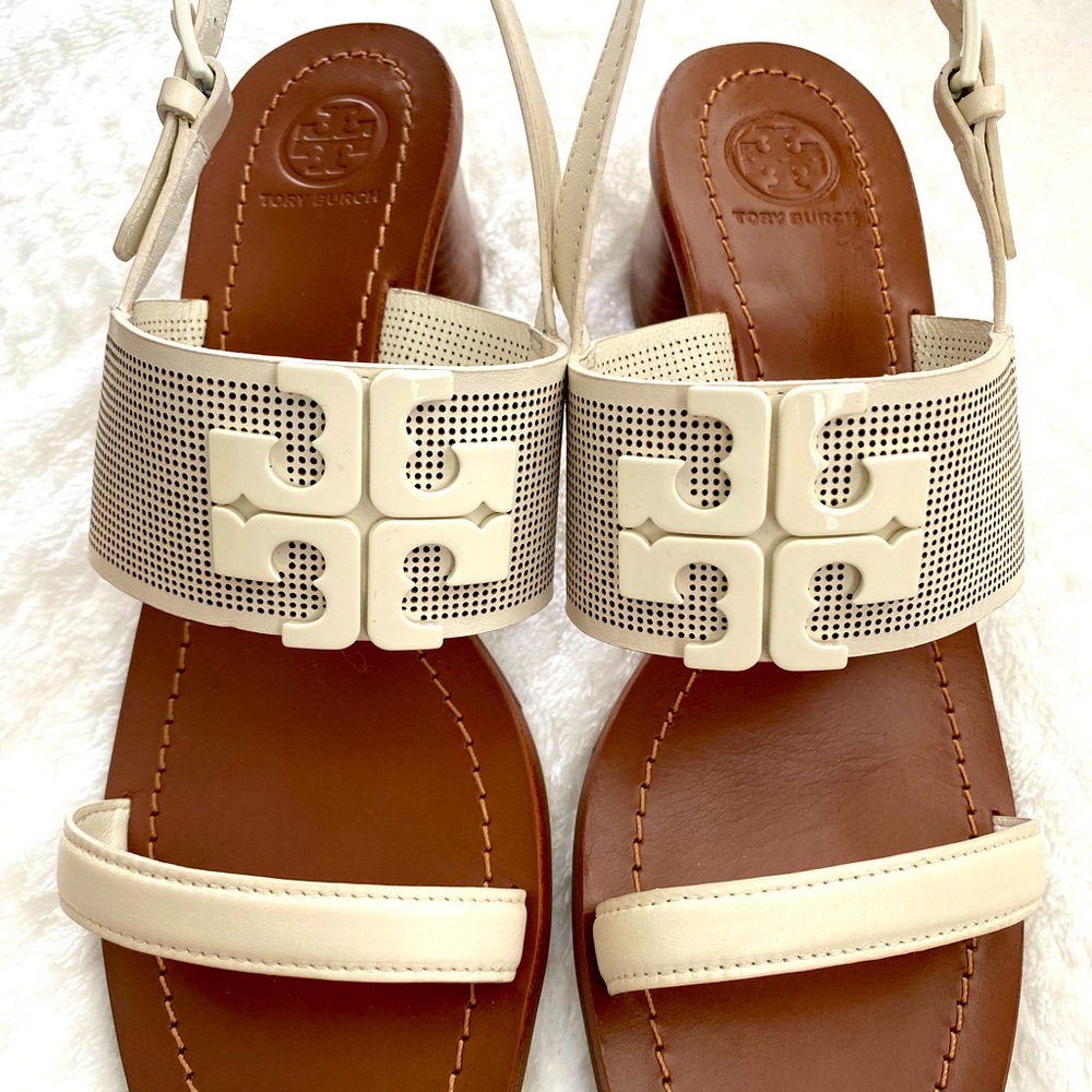 TORY BURCH Leather Logo Sandal Size 9.5